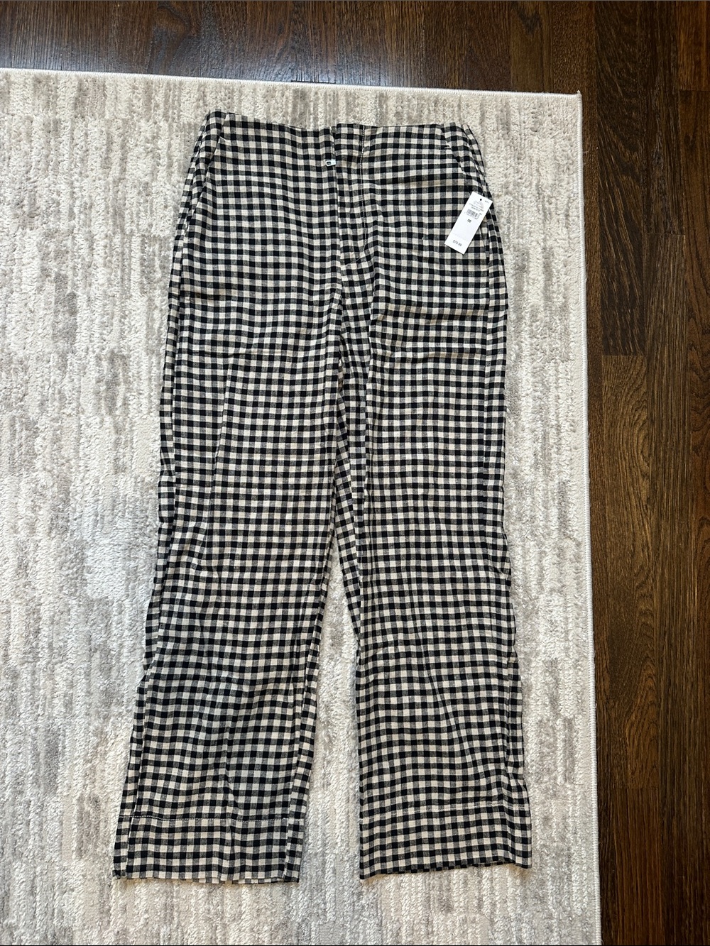 GAP Black and White Gingham Straight-Leg Pants